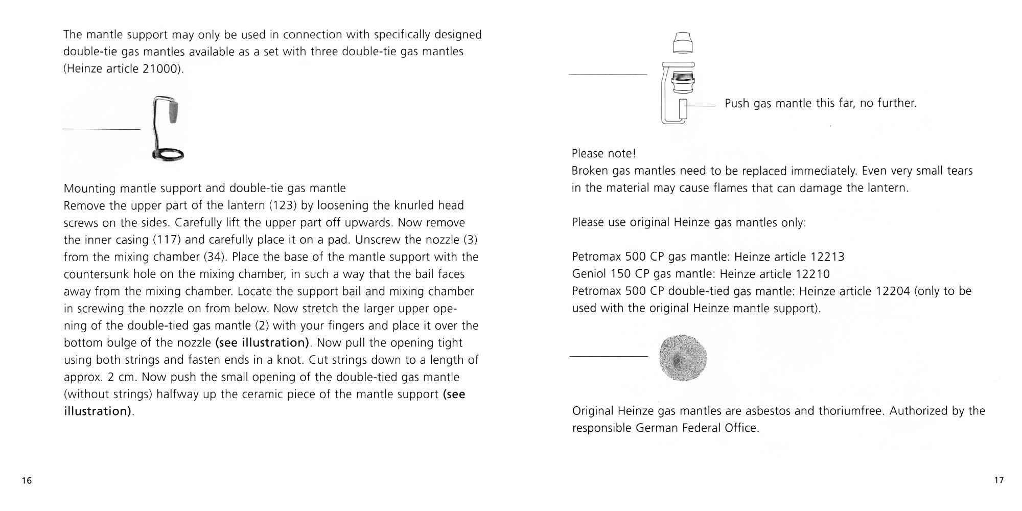 Petromax Instructions page 16 and 17